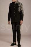 Men’s Black Embroidered Jodhpuri Bandhgala Suit Wedding Wear