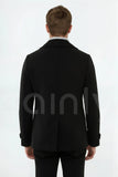 Stylish black tweed double-breasted men’s overcoat