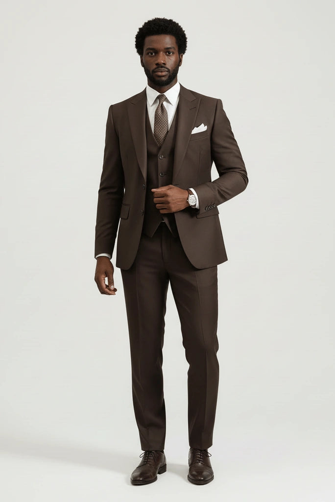 brown formal dress for men Buy Elegant Men Brown Suit Classic Two Piece Formal Outfit 38 / 30