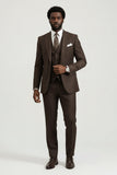 Men’s Coffee Brown Three-Piece Suit Wedding and Party Wear (Front)