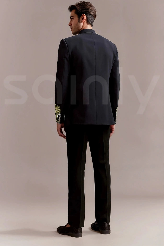 Men's Wedding Outfit Navy Jodhpuri Bandhgala Suit