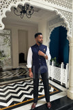 Elegant Navy Blue Nehru Jacket For Men – Indian Wedding Wear