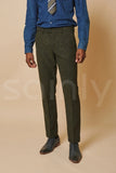 Olive green tweed men’s winter trousers, perfect for office and casual outings