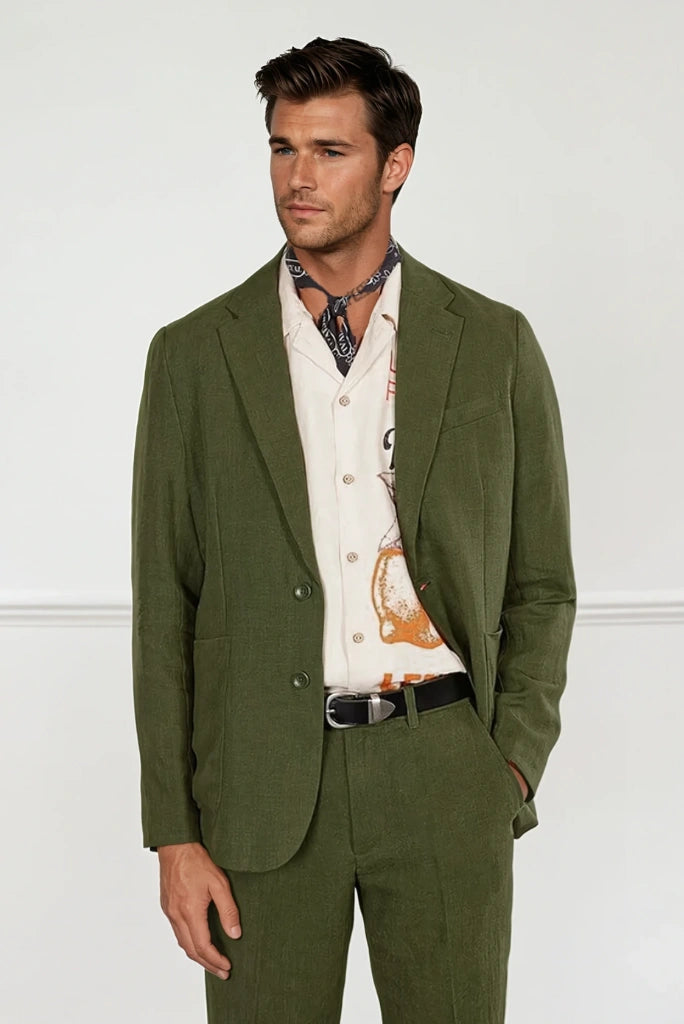 strapless open back dress Green Linen Shirt Dress for Women — Olive main image 0