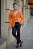 Men's Orange Two-Button Blazer Elegant Coat For Wedding And Party