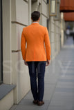Fashionable Orange Two-Button Blazer For Men’s Special Events