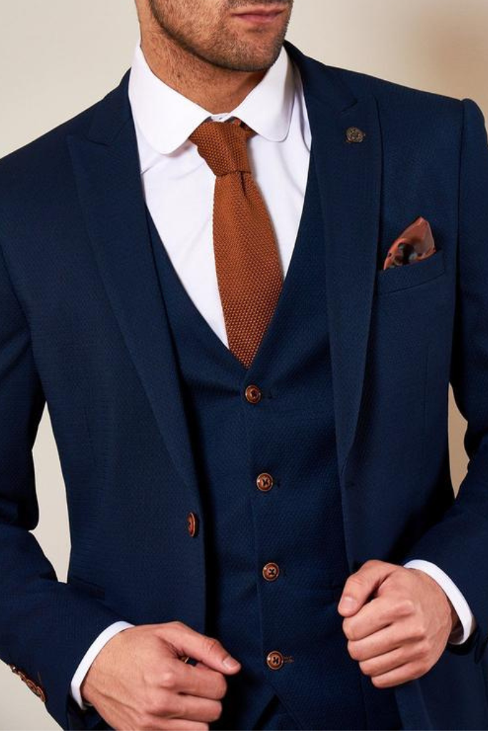 Men Three Piece Blue Tweed Suit, Winter Suit, Wedding Formal Fashion Suit, Dinner Suit, Party Wear Suit