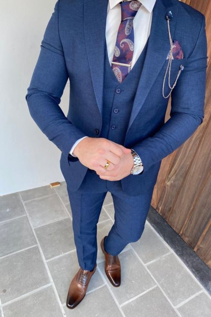 Men 3 Piece Blue Suit | Formal Wedding Suit | Business Men Suits
