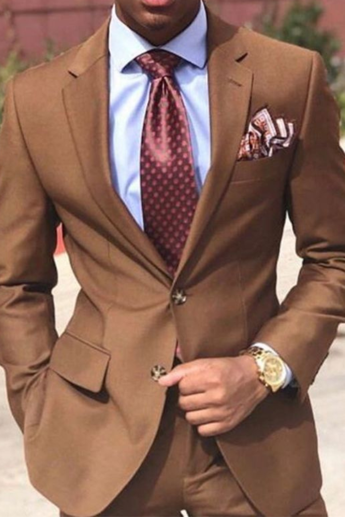 Men Two Piece Suit Brown Wedding Formal Suit Groomsmen Suit Sainly