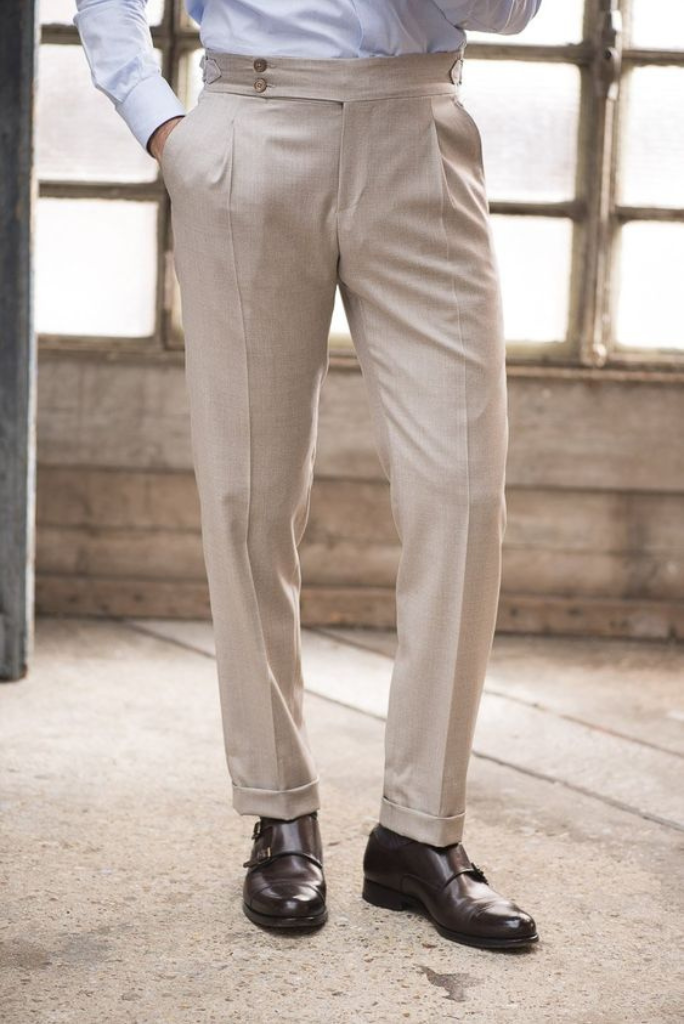 Men Wedding Pant Formal Trouser Beige Elegant Pant Office Pant Sainly