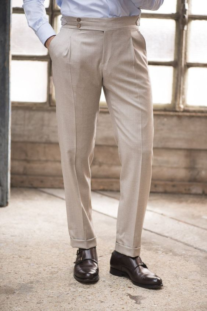 Men Wedding Linen Pant Formal Trouser Beige Elegant Pant Office