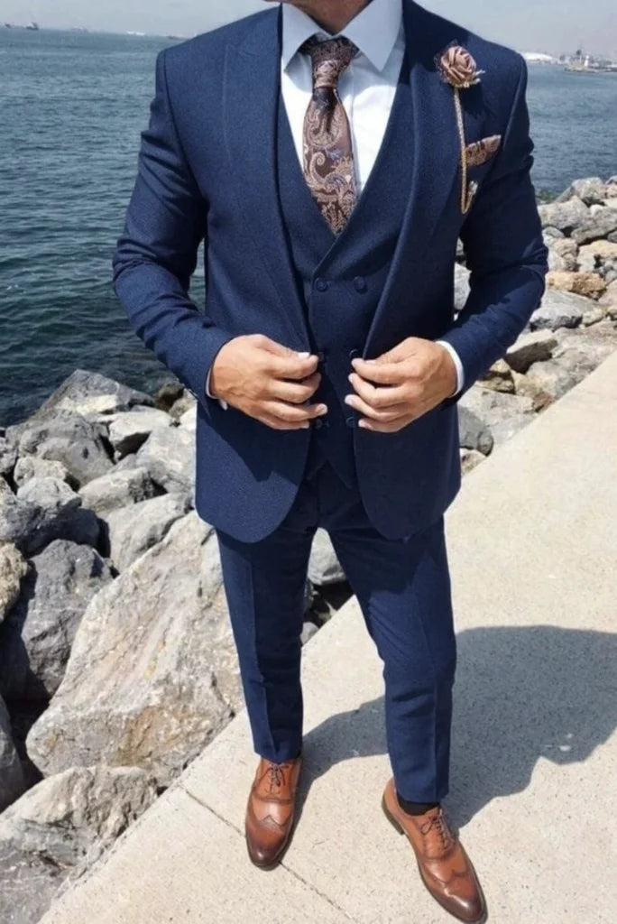 Stylish Mens Royal Blue 3 Piece Suit At Sainly Stylish Mens Royal Blue 3 Piece Suit At Sainly