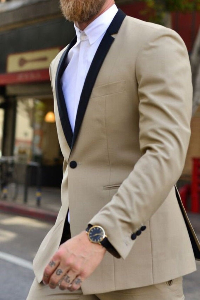 Beige 2 Piece Suit Men Tuxedo Wedding Suit Formal Slim Fit Suit Sainly