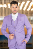 Men Three Piece Suit Light Purple Wedding Slim Elegant Suit Sainly.