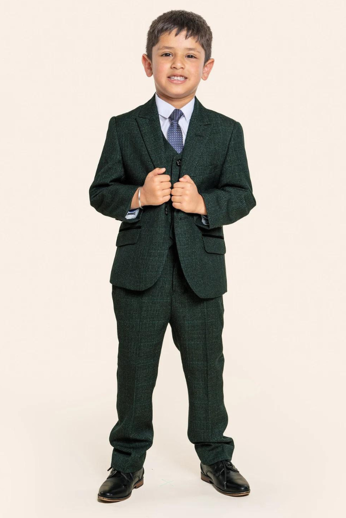 Boys green 2025 tweed suit