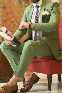 Men 2 Piece Suit Green Wedding Suit Elegant Dinner Suit Sainly