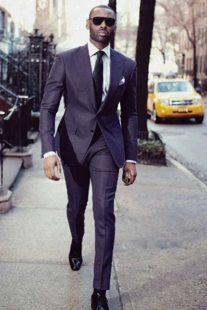 Men Slim Fit 2 Piece Suit Purple Wedding Suit Dinner Suit Sainly 52 / 40