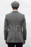 Men’s Grey Wool Tweed Blazer Back
