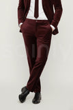 Men’s Wine Velvet Pants Office and Wedding Party Wear (Front )