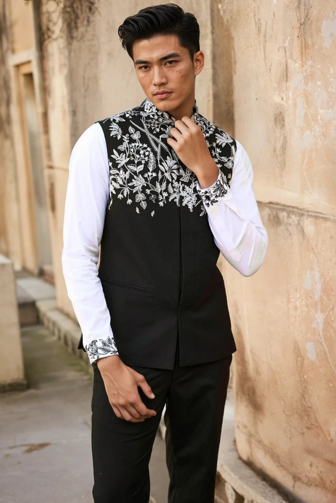 Embroidered Suit Black Custom Suit Festival outfit Western Suit For Men Embroidered Suit Black Custom Suit Festival outfit Western Suit For Men