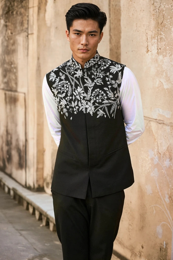 Embroidered Suit Black Custom Suit Festival outfit Western Suit For Men