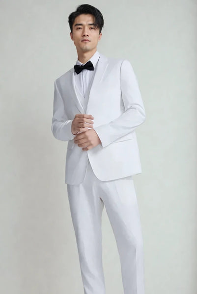 Men Stylish White Formal Wedding Parties High Profile Events Suit