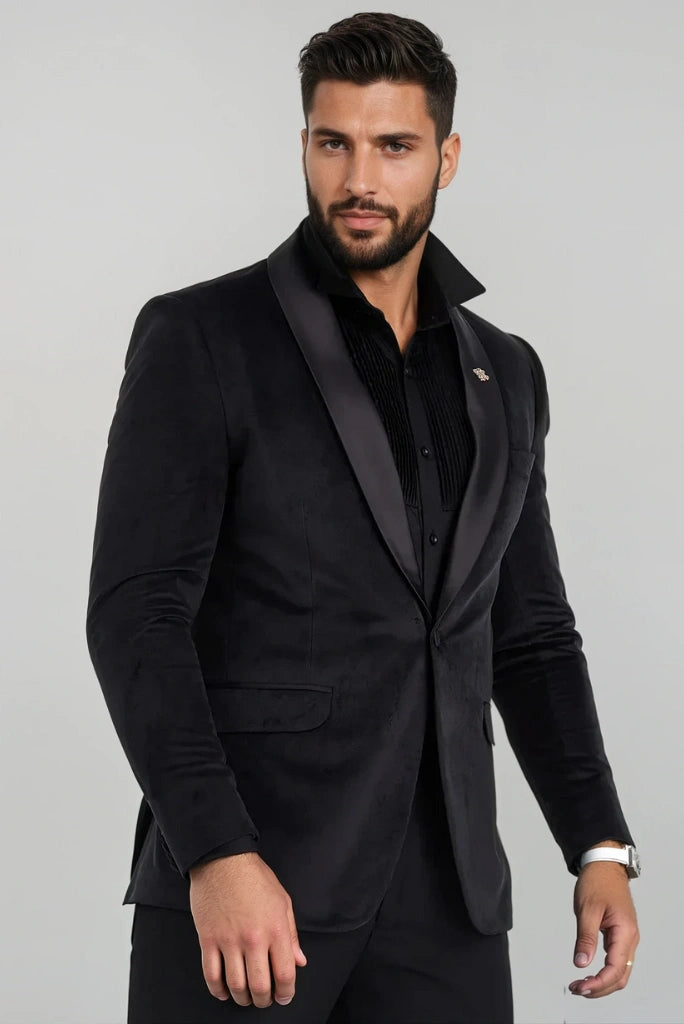 princess polly baby blue dress Men's Black Twill Weave 3 Piece Slim Fit Suit