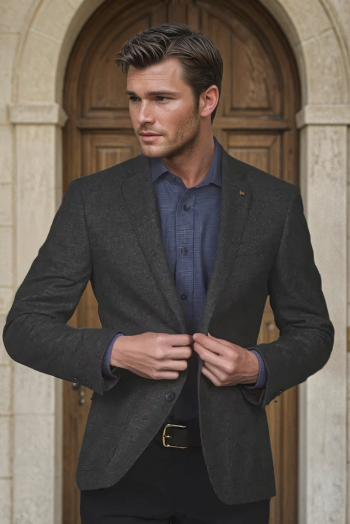 Men Grey Tweed Blazer Wool Jacket for Business Casual Wear By SAINLY
