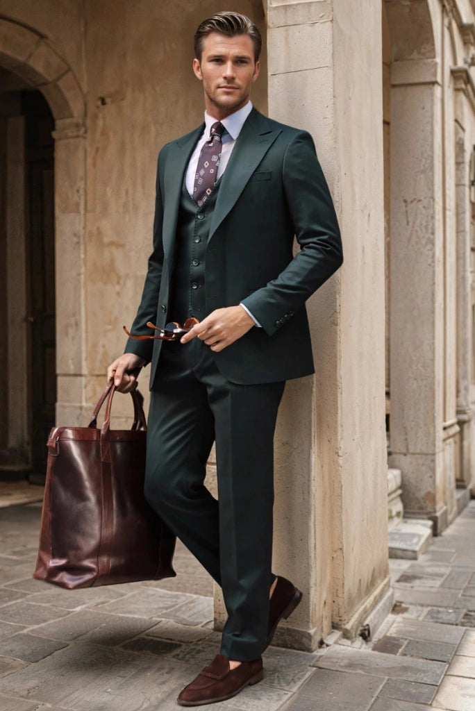 Pine Green Formal 3 Piece Suit Men's Formal Wear for Office & Events 44 / 34 Pine Green Formal 3 Piece Suit Men's Formal Wear for Office & Events 44 / 34