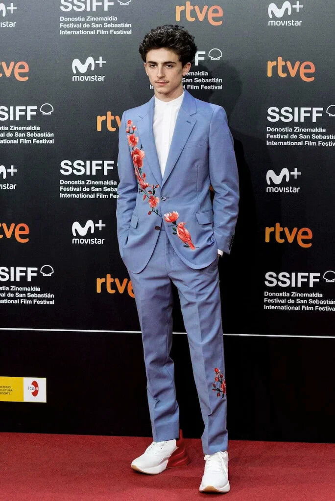 Men Pastel Blue Designer Suit Embroidered Flower Hand Work Suit Wear Sainly