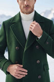 Men’s emerald green tweed coat with structured lapels