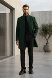 Man's Emerald Green Tweed Trench Coat Front