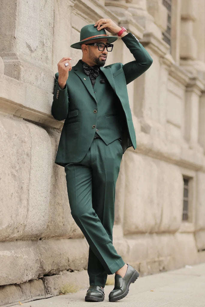 slim fit dress slacks Men Green Three Piece Suit Wedding Suit Emerald Green Wear Bespoke Him 54 / 42