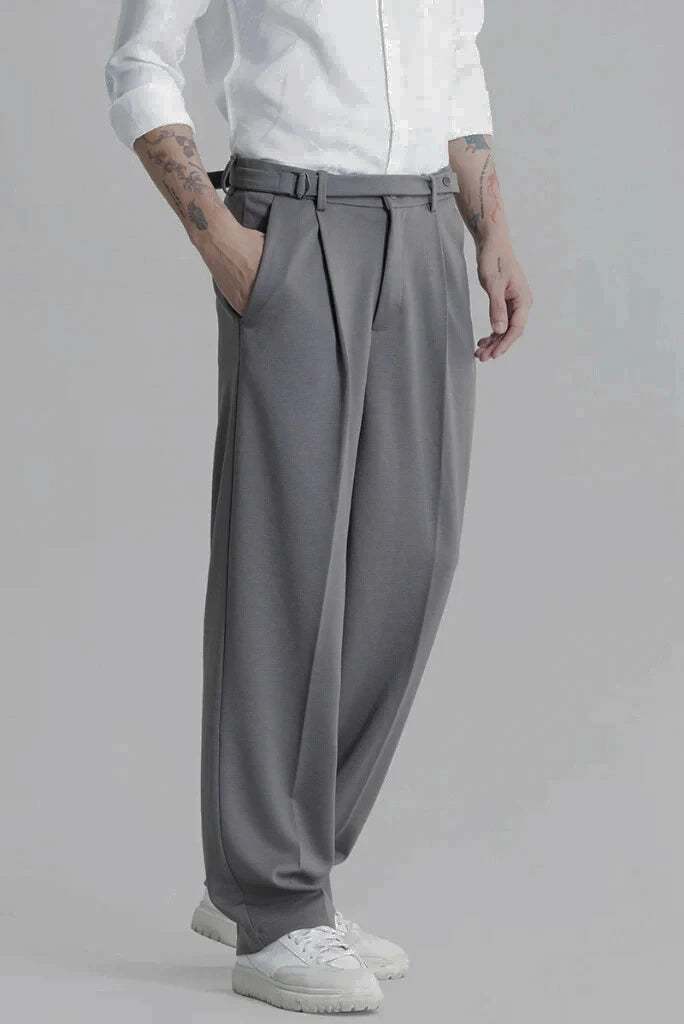 Men's Grey Korean Loose Fit Trouser Korean style By SAINLY Custom Men's Grey Korean Loose Fit Trouser Korean style By SAINLY Custom
