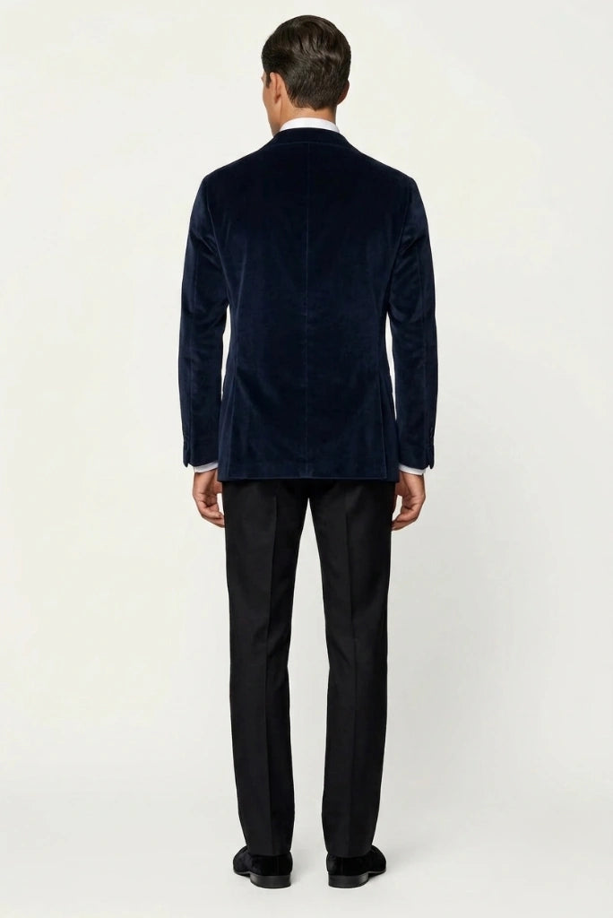 Navy blue black party wear tuxedo