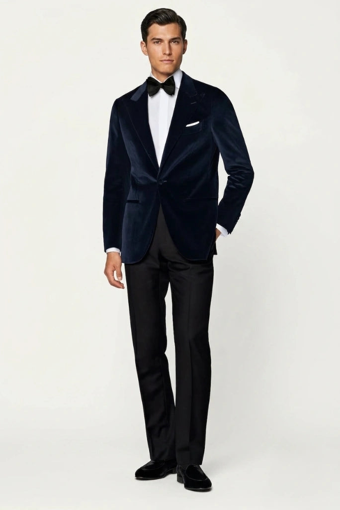 Navy blue and black contrast tuxedo for men