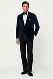 Navy blue and black contrast tuxedo for men