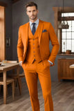 Men Orange Suit Three Piece Suit Orange Dinner Suit Orange Sainly