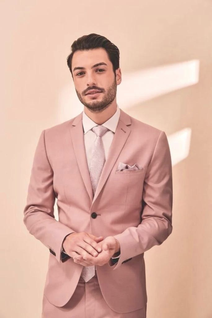 MEN TWO PIECE SUIT Wedding Elegant Peach Suit Slim Fit Suit Sainly SAINLY