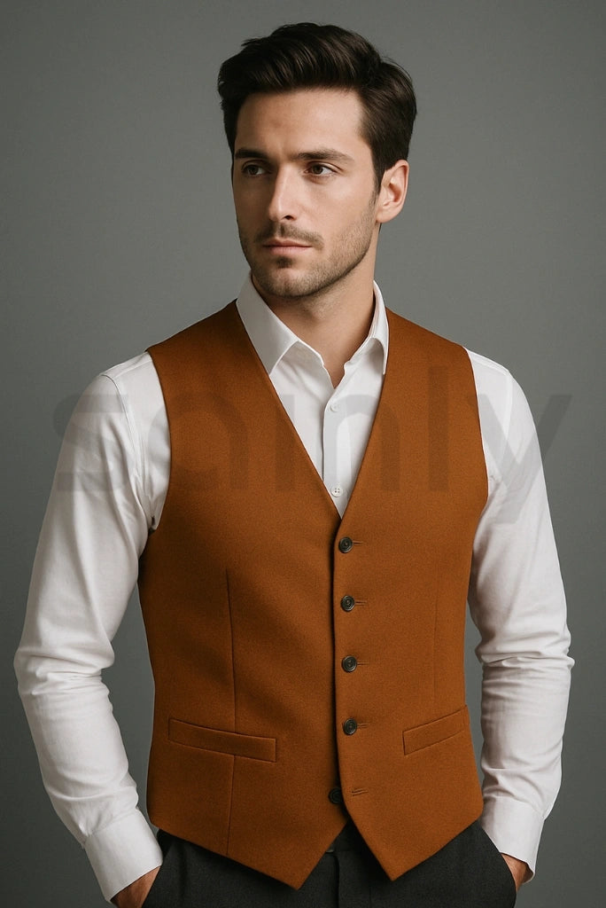 Groomsmen Rust Waistcoats & Office Business & Wedding Wear 52
