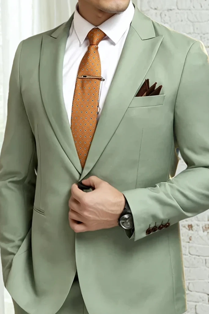 Men Stylish Sage Green Suit Wedding Engagement & Cocktail party Wear 36 / 28