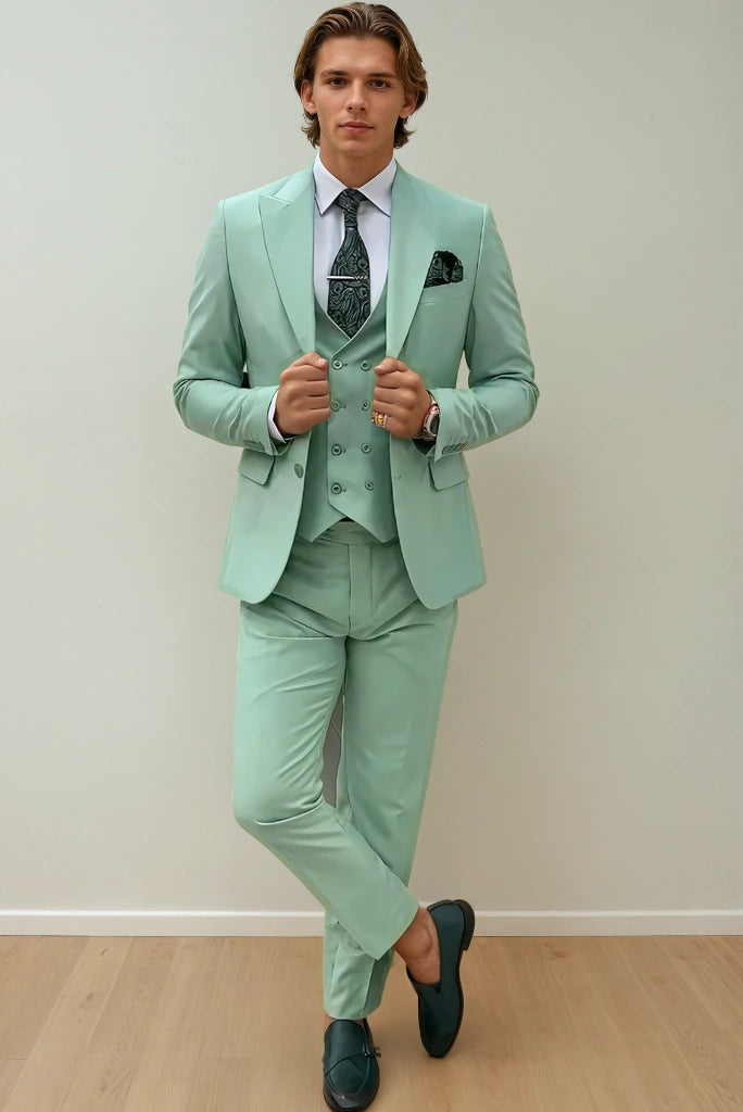 Piece Suit Men Sage Green Suit For Dinner Party Beach Proposal - Main Image