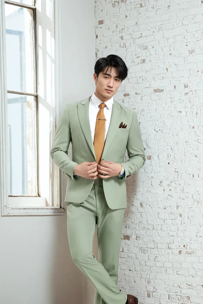 Men Stylish Sage Green Suit Wedding Engagement & Cocktail party Wear 36 / 28 Men Stylish Sage Green Suit Wedding Engagement & Cocktail party Wear 36 / 28