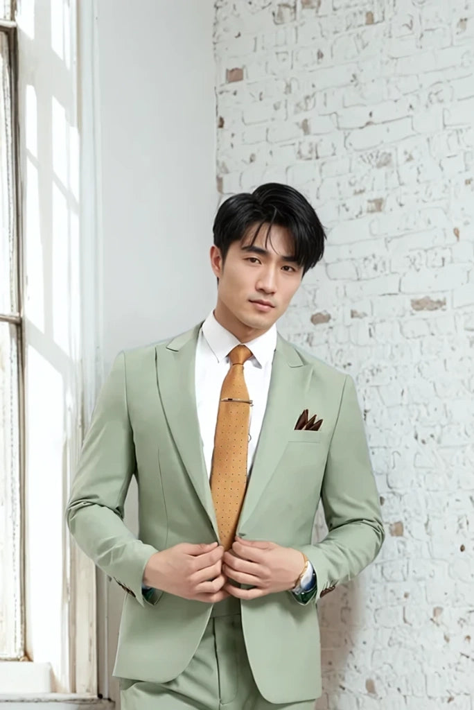 Men Stylish Sage Green Suit Wedding Engagement & Cocktail party Wear 36 / 28 Men Stylish Sage Green Suit Wedding Engagement & Cocktail party Wear 36 / 28