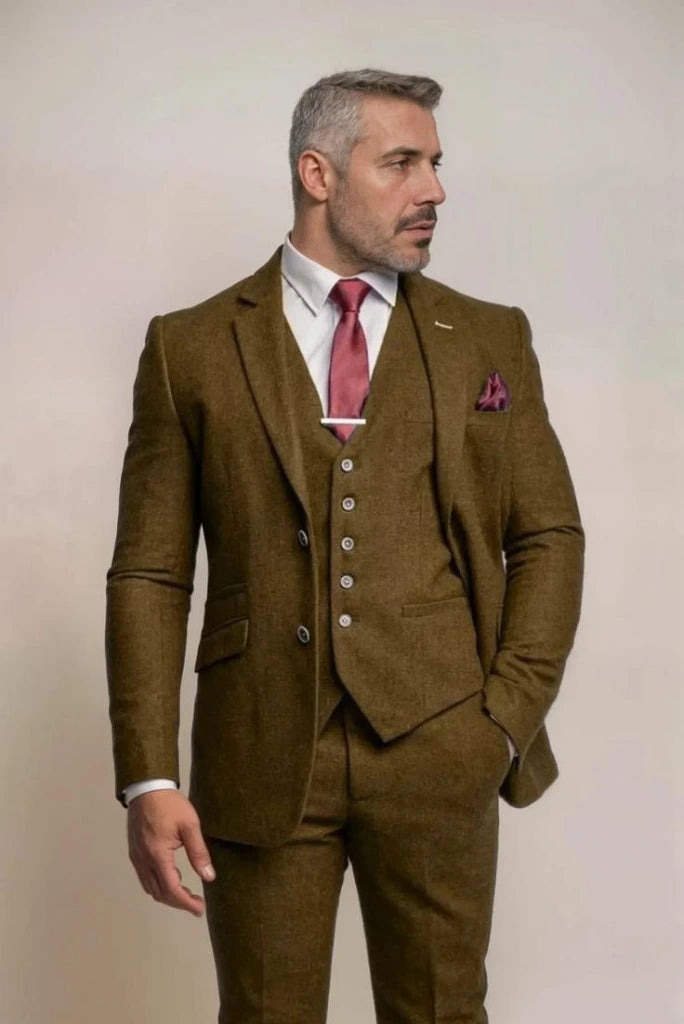 Men Three Piece Tweed Suit | Brown Winter Suit | Formal Suit | Sainly Men Three Piece Tweed Suit | Brown Winter Suit | Formal Suit | Sainly
