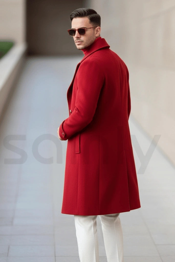 Winter Wool Long Jacket For Men (Back)