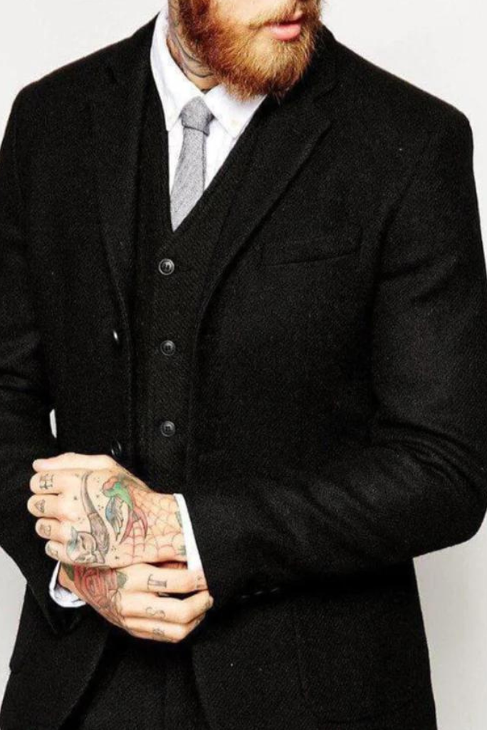 Men Black Coat Black Blazer Tweed Coat Black Tweed Blazer Black