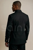 Black Cotton Safari Jacket With Buckle Design For Men – Perfect For Travel And Family Gatherings