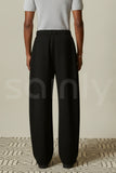 Men’s Black Straight-Leg Double Pleated Pant(Back)