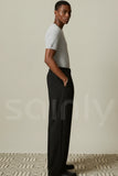 Black Formal Pleated Trousers for Men(Side)
